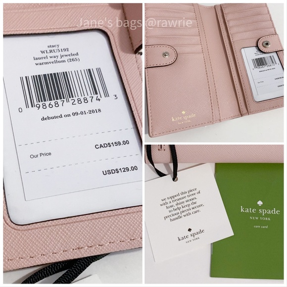 New Kate Spade Jeweled Bow Stacy Wallet - Picture 3 of 3